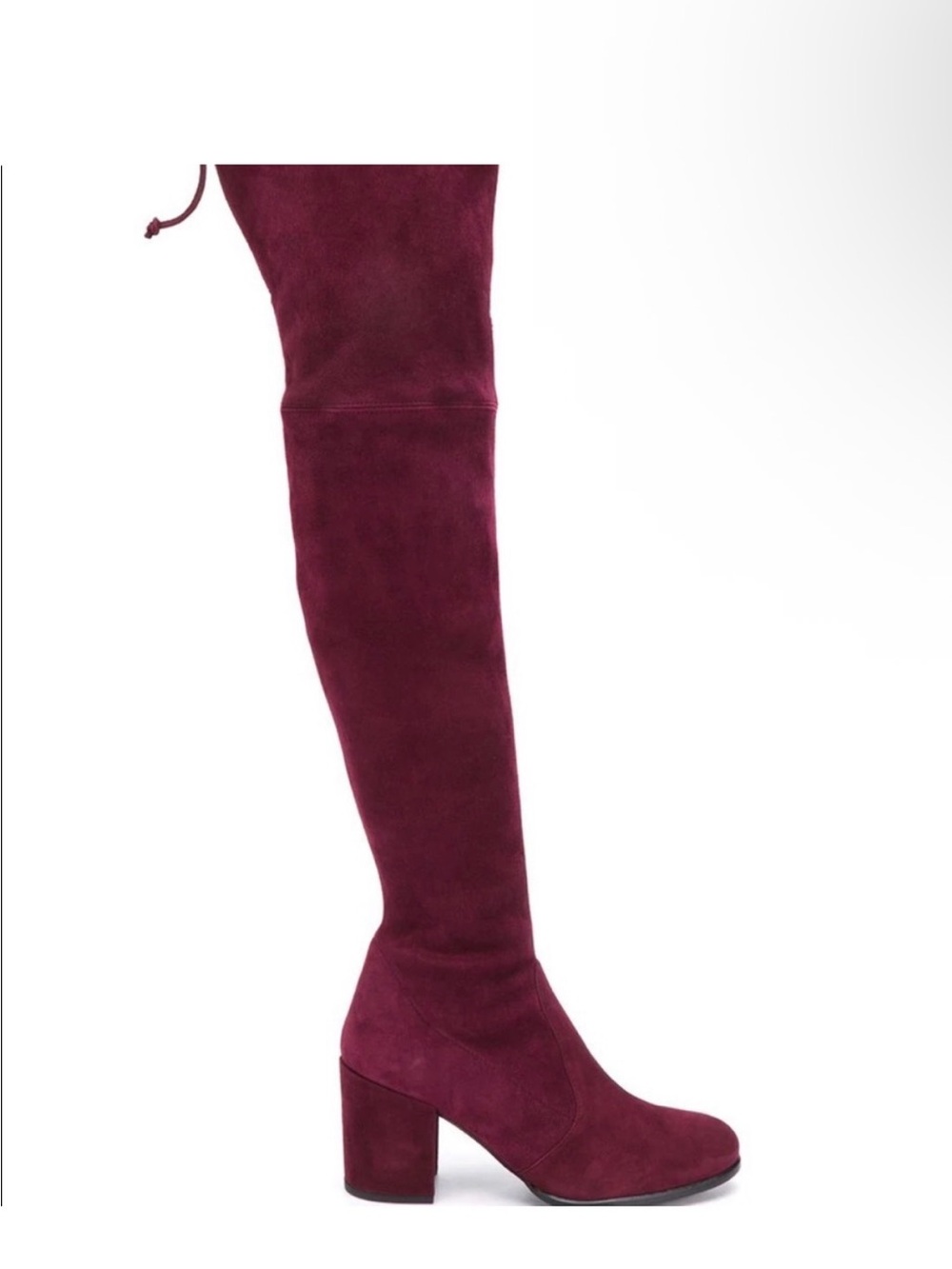 Stuart Weitzman Over-the-Knee Suede Block Heel Boot - Burgundy Size 7